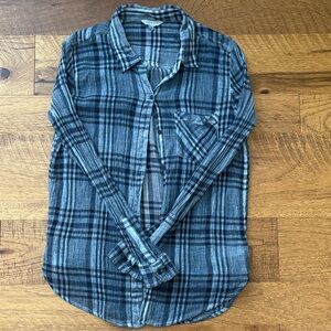 Lucky Brand Plaid Button-Down Shirt in shades of Blue